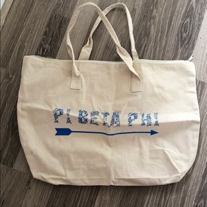 Pi Beta Phi zippered canvas tote